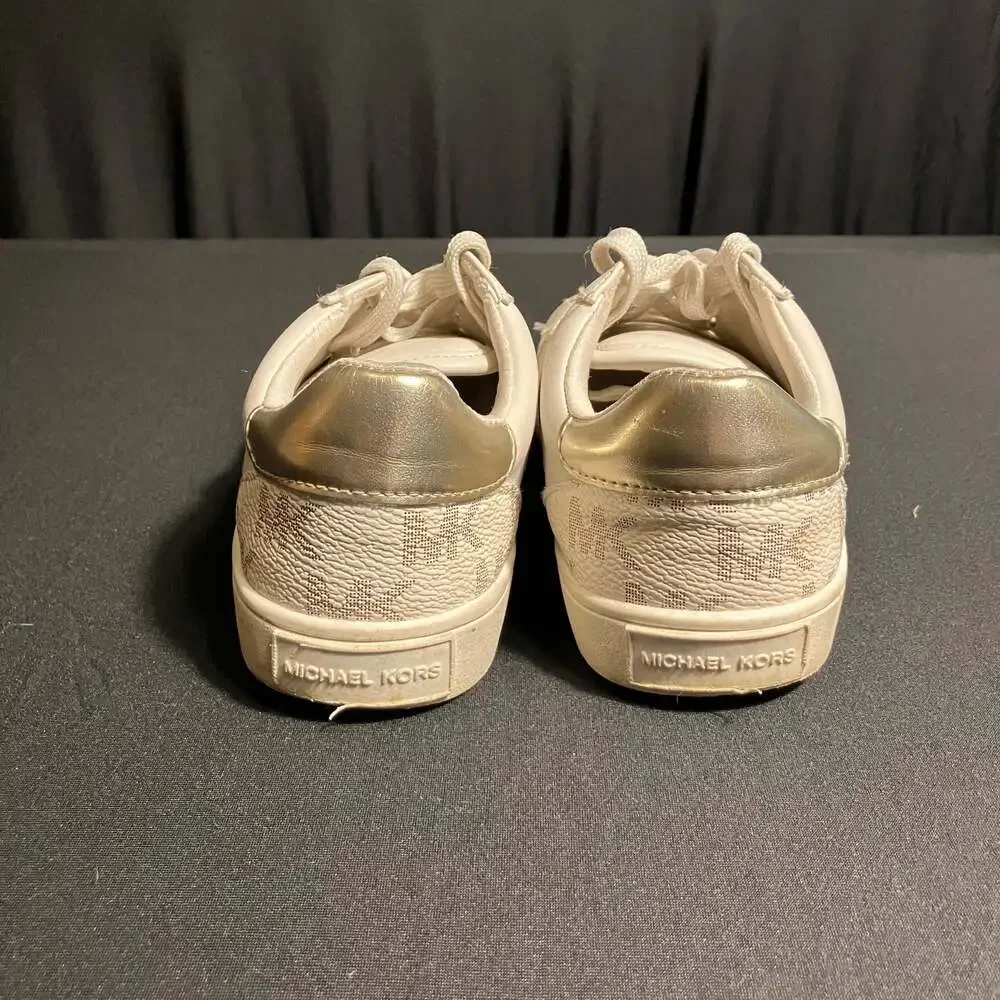 Michael Kors Girls White and Gold Logo Detail Sneakers kids size 13